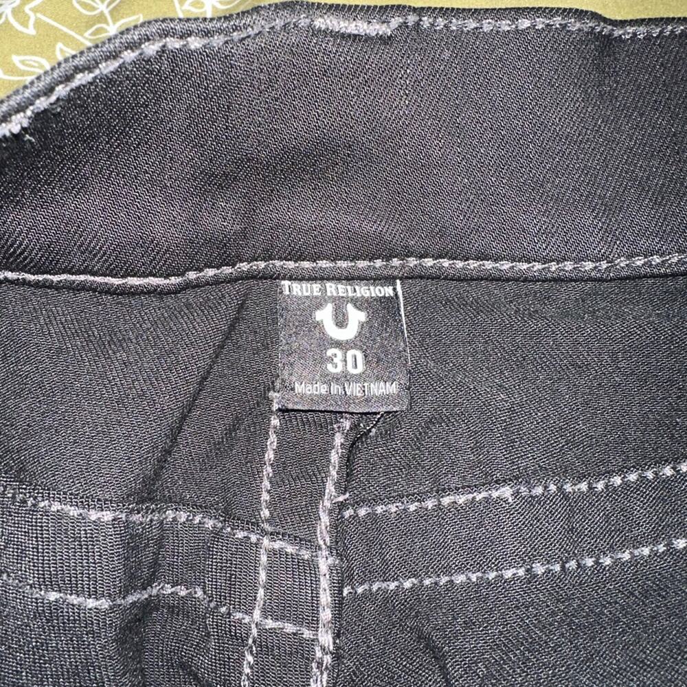 True Religion Custom Embroidered Black Slim Jeans Size 30 - Picture 7 of 7
